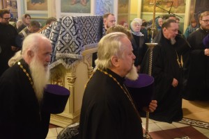 Игумен Нестор(Болков), настоятель Богоявленского мужского монастыря г. Челябинска, принял участие в вечернем богослужение с чином прощения, которую возглавил митрополит Алексий в Свято-Симеоновском кафедральном соборе., 