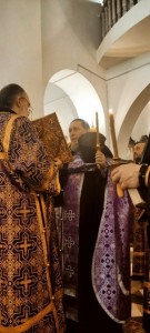 В канун Недели 4-й Великого поста игумен Нестор (Болков) совершил всенощное бдение в Богоявленском мужском монастыре., 