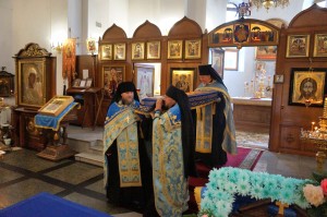 В канун праздника Успения Пресвятой Богородицы Игумен Нестор (Болков ) совершил всенощное бдение с литией в Богоявленском епархиальном мужском монастыре., 