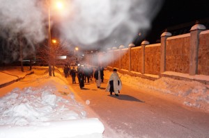 Крещенская прорубь была освящена на озере Смолино., 