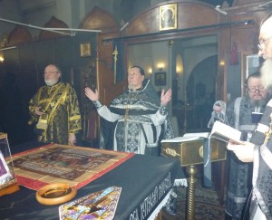 В Богоявленском епархиальном мужском монастыре совершили первую в наступившем году Литургию Преждеосвященных Даров., 