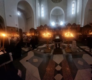 1 марта 2023 года, в третий день Великого поста, игумен Нестор(Болков) с братией святой обители совершил великое повечерие с чтением Великого покаянного канона преподобного Андрея Критского в Богоявленском мужском монастыре г. Челябинска., 