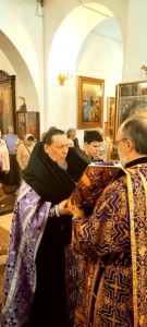 В канун Недели 5-й Великого поста игумен Нестор (Болков ) совершил всенощное бдение в Богоявленском мужском монастыре., 