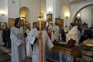 Игумен Нестор (Болков ) в Великую Субботу совершил Литургию в Богоявленском епархиальном мужском монастыре., 